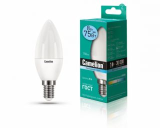 ლედ ნათურა Camelion LED ნათურა Lamp - LED8-C35/845/E14 8ვატი