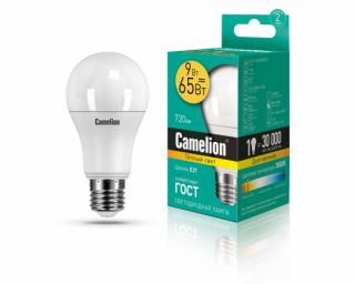 ლედ ნათურა Camelion Led Lamp LED9-A60/830/E27 9ვატი თბილის ნათება
