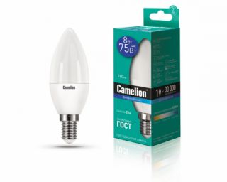 ლედ ნათურა Camelion LED ნათურა Lamp - LED8-C35/865/E14 8ვატი