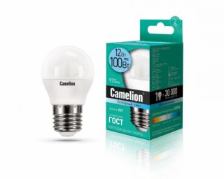 ლედ ნათურა Camelion LED Lamp-LED12-G45/845/E27 12ვატი ცივი ნათება