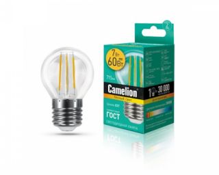 ლედ ნათურა CamelionFilament LED7-G45-FL/830/E27 ფილამენტის  დიოდური ნათურა