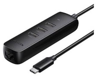 USB-C ჰაბი UGREEN CM416 (10917) Type-C Hub Splitter, 3xUSB3.0, RJ45, 0.25m, Black