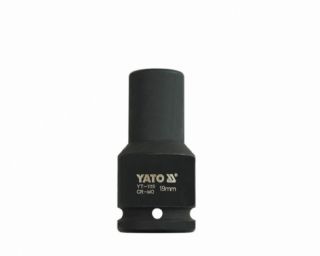 თავაკი YATO YT-1119 19 მმ, 3/4" მაღალი შავი CrMo – პროფესიონალური ღრმა თავაკი მჭიდროდ დაჭერილი ქანჩებისთვის