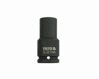 თავაკი YATO YT-1121 21 მმ, 3/4" მაღალი შავი CrMo – პროფესიონალური ღრმა თავაკი მჭიდროდ დაჭერილი ქანჩებისთვის