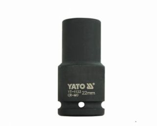 თავაკი YATO YT-1122 22 მმ, 3/4" მაღალი შავი CrMo – პროფესიონალური ღრმა თავაკი მჭიდროდ დაჭერილი ქანჩებისთვის