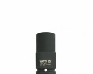 თავაკი YATO YT-1126 26 მმ, 3/4" მაღალი შავი CrMo – პროფესიონალური ღრმა თავაკი მჭიდროდ დაჭერილი ქანჩებისთვის
