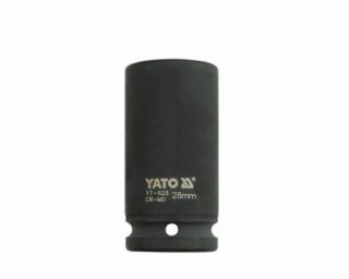 თავაკი YATO YT-1128 28 მმ, 3/4" მაღალი შავი CrMo – პროფესიონალური ღრმა თავაკი მჭიდროდ დაჭერილი ქანჩებისთვის