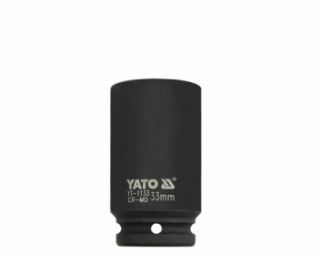 თავაკი YATO YT-1133 33 მმ, 3/4" მაღალი შავი CrMo – პროფესიონალური ღრმა თავაკი მჭიდროდ დაჭერილი ქანჩებისთვის