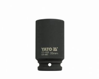თავაკი YATO YT-1135 35 მმ, 3/4" მაღალი შავი CrMo – პროფესიონალური ღრმა თავაკი მჭიდროდ დაჭერილი ქანჩებისთვის