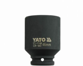 თავაკი YATO YT-1146 46 მმ, 3/4" მაღალი შავი CrMo – პროფესიონალური ღრმა თავაკი მძიმე ქანჩების მოსახსნელად
