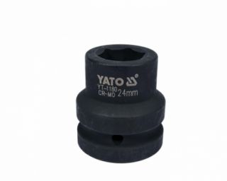 თავაკი YATO YT-1180 24 მმ, 1" შავი CrMo – გამძლე თავაკი მძიმე დატვირთვის ქანჩებისთვის