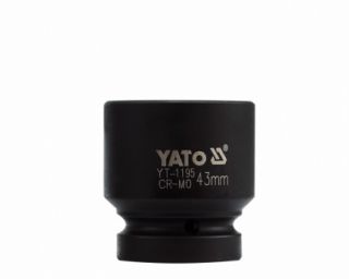 თავაკი YATO YT-1195 43 მმ, 1" შავი CrMo – პროფესიონალური თავაკი მძიმე ქანჩების მოხსნისთვის