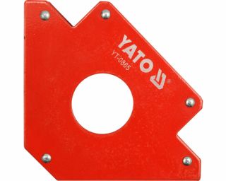 მაგნიტი YATO YT-0865 122x190x25 მმ – ძლიერი სამკუთხა მაგნიტი ლითონის ფიქსაციისთვის შედუღებისა და კონსტრუქციული სამუშაოებისას