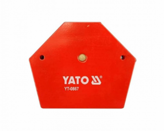 მაგნიტი YATO YT-0867 111x136x24 მმ – ძლიერი და კომპაქტური სამკუთხა მაგნიტური დამჭერი ლითონის დეტალების უსაფრთხო ფიქსაციისთვის