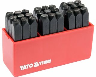 შტამპი ასოების ნაკრები YATO YT-6862 – 27-ცალიანი პროფესიონალური კომპლექტი მაღალი სიზუსტის ჭედვისთვის