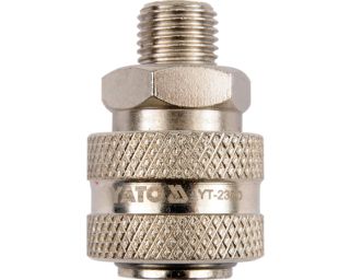 შტუცერი YATO YT-2390 – 1/4"(M) x 1/4"(F) გადამყვანი პნევმატური სისტემებისთვის