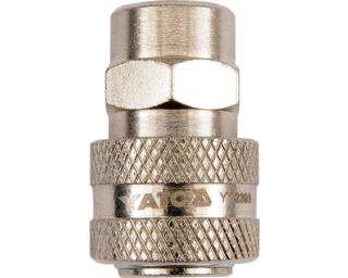 შტუცერი YATO YT-2393 – 1/4"(F) x 1/4"(F) ორმხრივად მდედრობითი გადამყვანი პნევმატური სისტემებისთვის