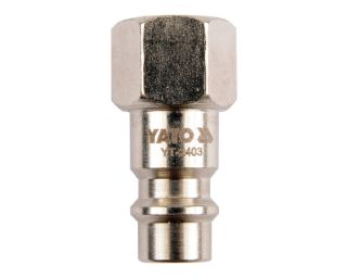 შტუცერი YATO YT-2403 – 1/4"(F) x 1/4"(M) უნივერსალური გადამყვანი პნევმატური შეერთებისთვის