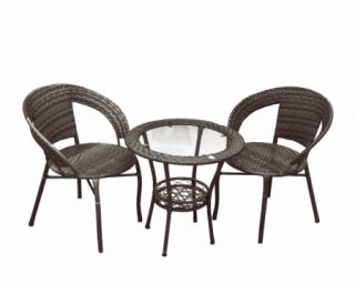 მაგიდა ორი სკამით ყავისფერი პე-001ბ