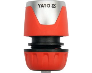 შლანგის გადამყვანი STOP ფუნქციით YATO YT-99803 (1/2"-12.5მმ) – სწრაფი და უსაფრთხო შეერთება წყლის ავტომატური ჩაჭრით