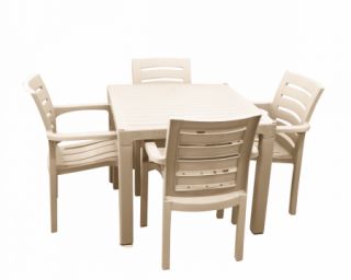 პლასტმასის მაგიდა 4 სკამით ZER 90*90 კაპუჩინო CT068CA CT012C