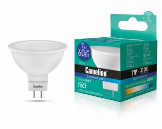 ლედ ნათურა Camelion LED Energy Saving LED Bulbs - 7W/Coollight/ LED7-JCDR/865/GU5.3 ცივი ნათება