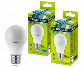  ნათურა ლედ განათებით ეკონომიური Ergolux LED-A60-10W-E27-3K 
