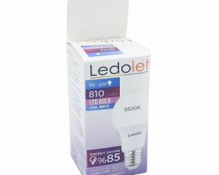 ლედ ნათურა Ledolet 9w E27 6500K LED bulb