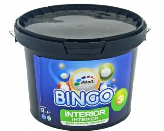 ინტერიერის საღებავი BINGO 3 თეთრი ნ/მქრქალი 3ლ