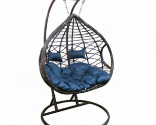 ბუდე საქანელა ორადგილიანი SC-025 ყავისფერი მუქი ნაცრისფერი ბალიშით