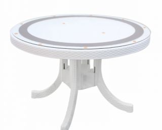 პლასტმასის მაგიდა მოწნული ორნამენტით თეთრი HOLIDAY 120Q ჰმ-425ბ